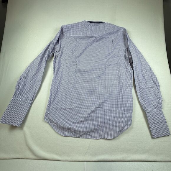 David Donahue Shirt Mens Size 16.5 Purple Plaid French Cuff Long Sleeve Slim Fit - Picture 5 of 11